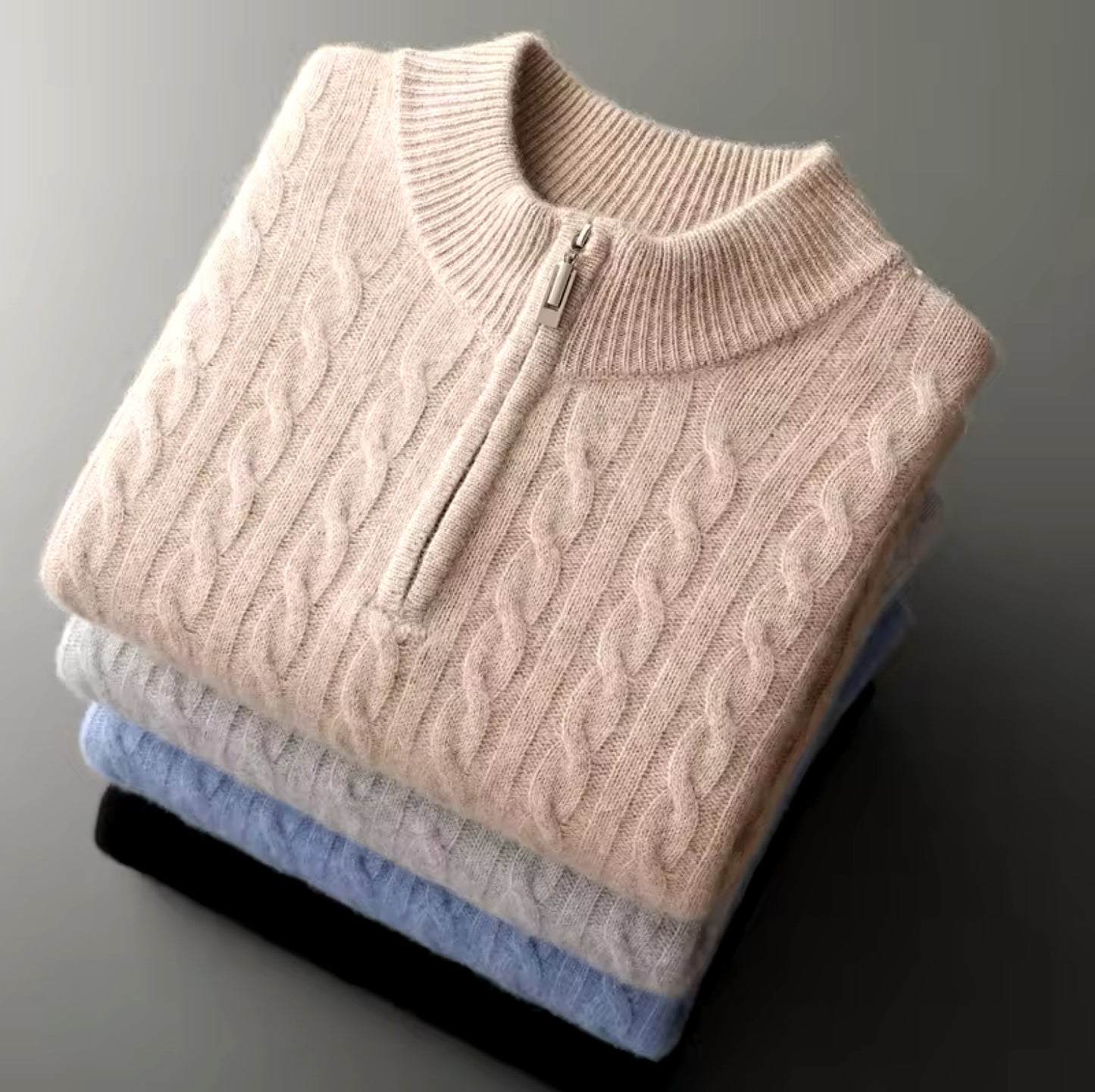 Cashmere Knitted Half Zip Sweater